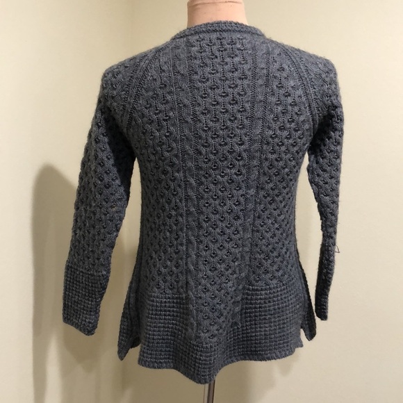 Pili Carrera Cardigan Sweater Size 12 Gray Fisherman’s Cable Knit Wool Alpaca - Picture 5 of 9